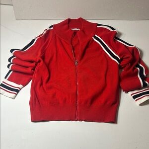 Urban Outfitters Retro  ‘ThomBrown’esque Red Knit Sweater Zip Up Jacket M